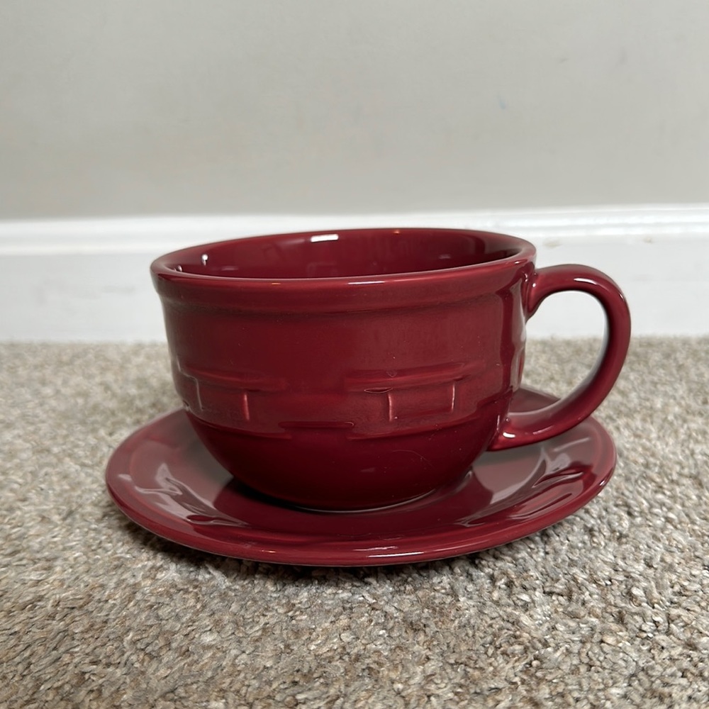 Longaberger Woven Traditions Cappuccino Cup with Saucer in Paprika